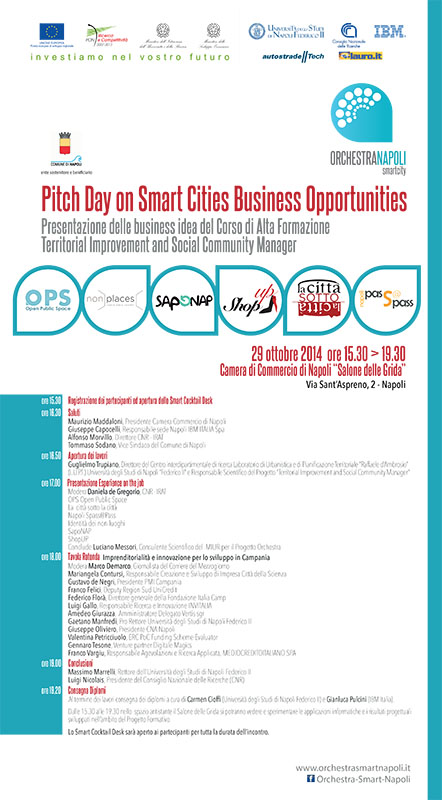 Pitch Day on Smart Cities Business Opportunities Presentazione delle business idea del Corso di Alta Formazione: “Territorial Improvement and Social Community Manager”