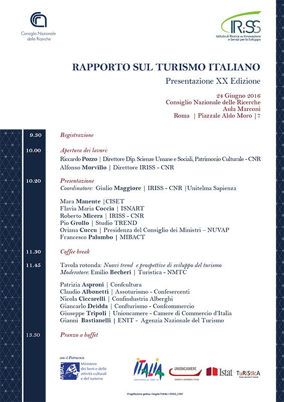 Presentazione del Rapporto sul Turismo Italiano (XX Edizione - 2015/2016)
