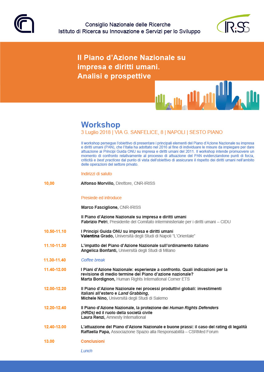 Workshop "Il Piano d’Azione Nazionale su impresa e diritti umani. Analisi e prospettive"