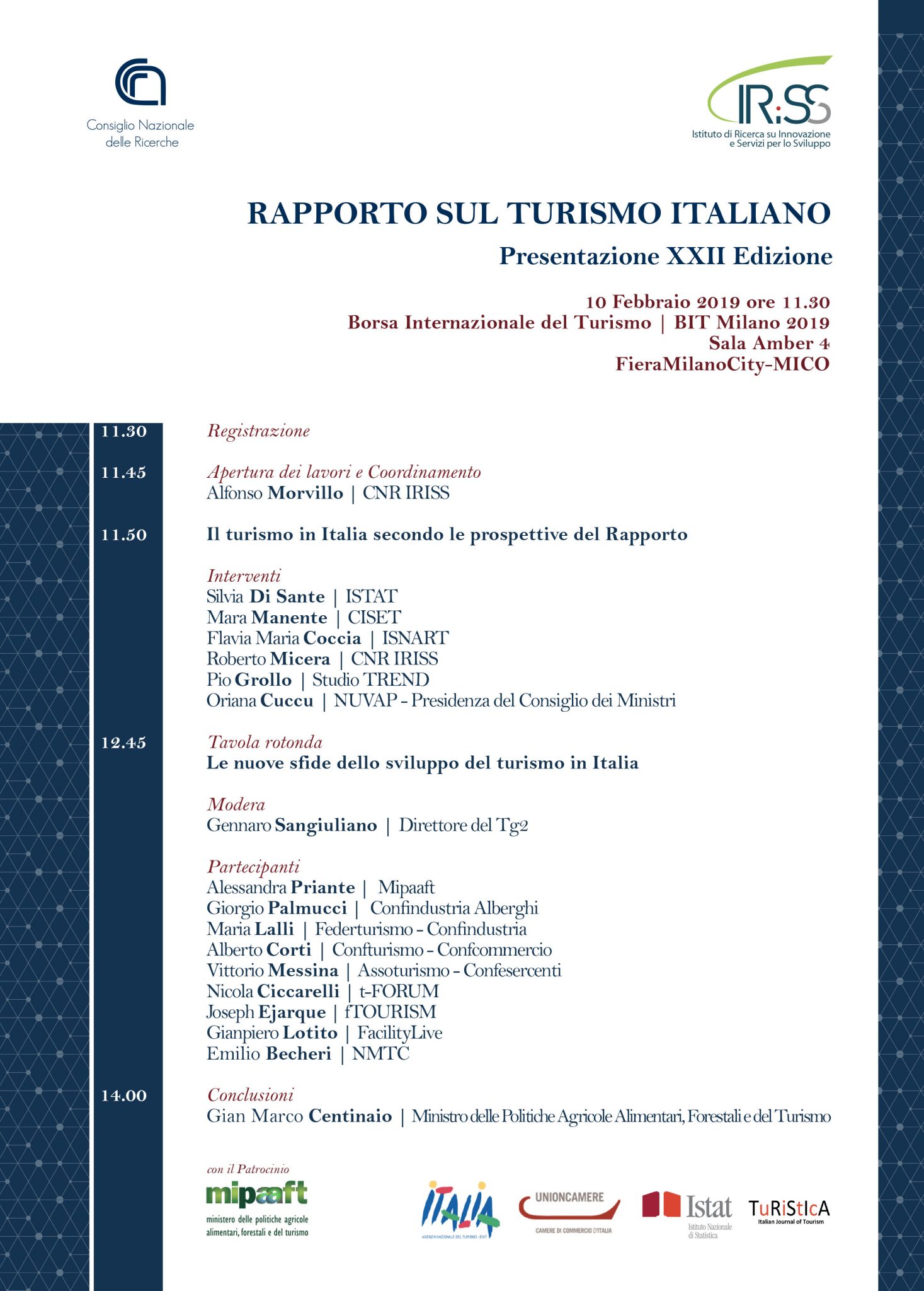 Presentazione del Rapporto sul Turismo Italiano (XXII EDIZIONE - 2017/2018)