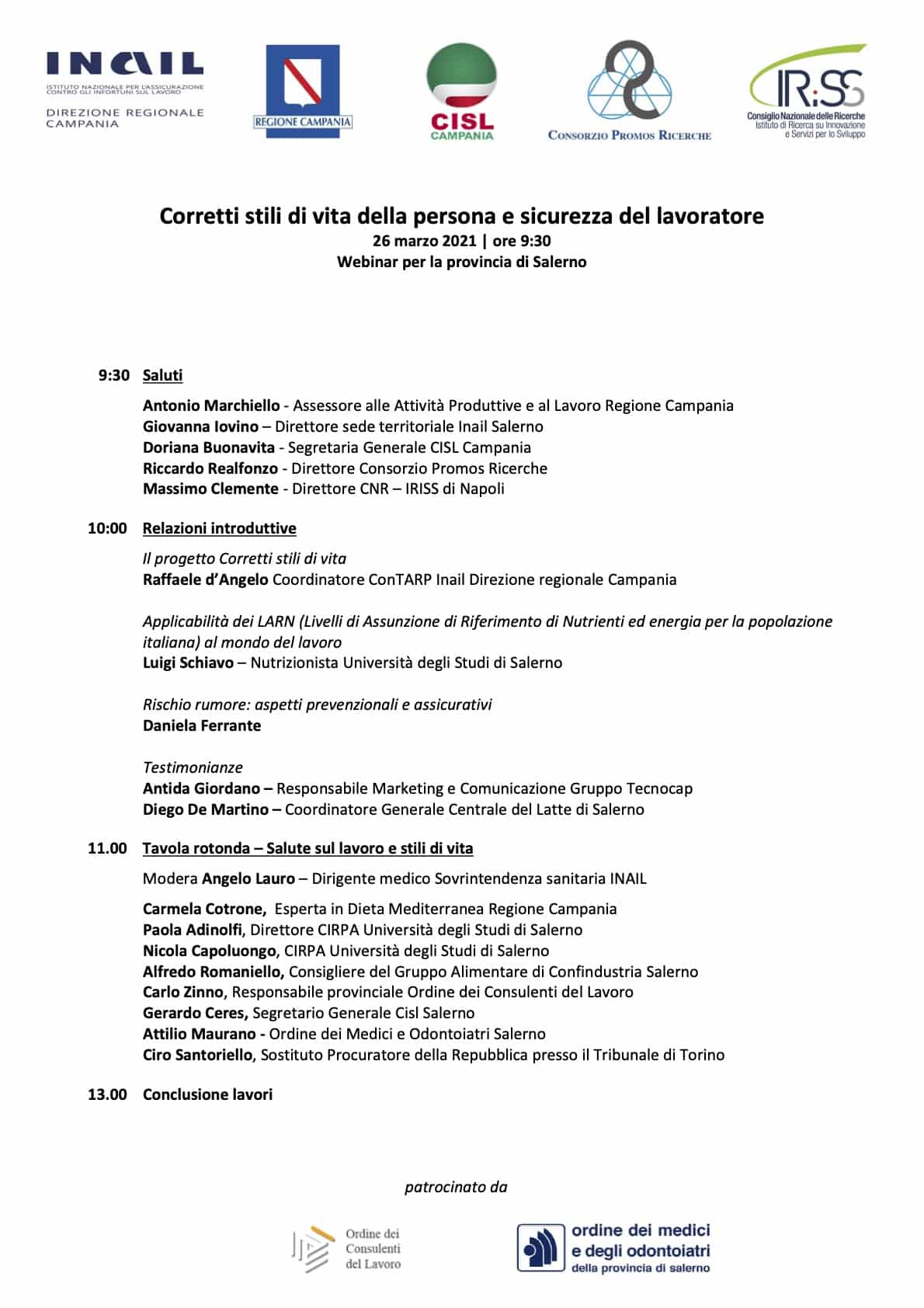 Corretti stili di vita della persona e sicurezza del lavoratore