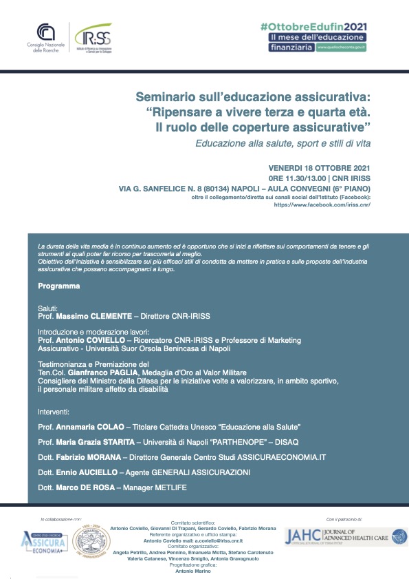 Ripensare a vivere terza e quarta età. Il ruolo delle coperture assicurative. Conferenza di educazione assicurativa Edufin 2021