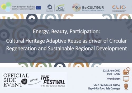 New European Bauhaus Festival - Side event "Energy, beauty, participation: Cultural heritage adaptive reuse as driver of circular regeneration and sustainable regional development"