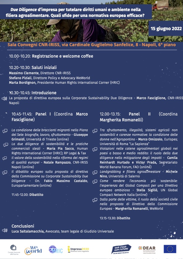 Due Diligence d'impresa sui diritti umani e dell'ambiente nella filiera agroalimentare. Quali sfide per una normativa europea efficace?