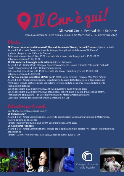 Il Cnr partecipa al Festival delle Scienze di Roma 2022