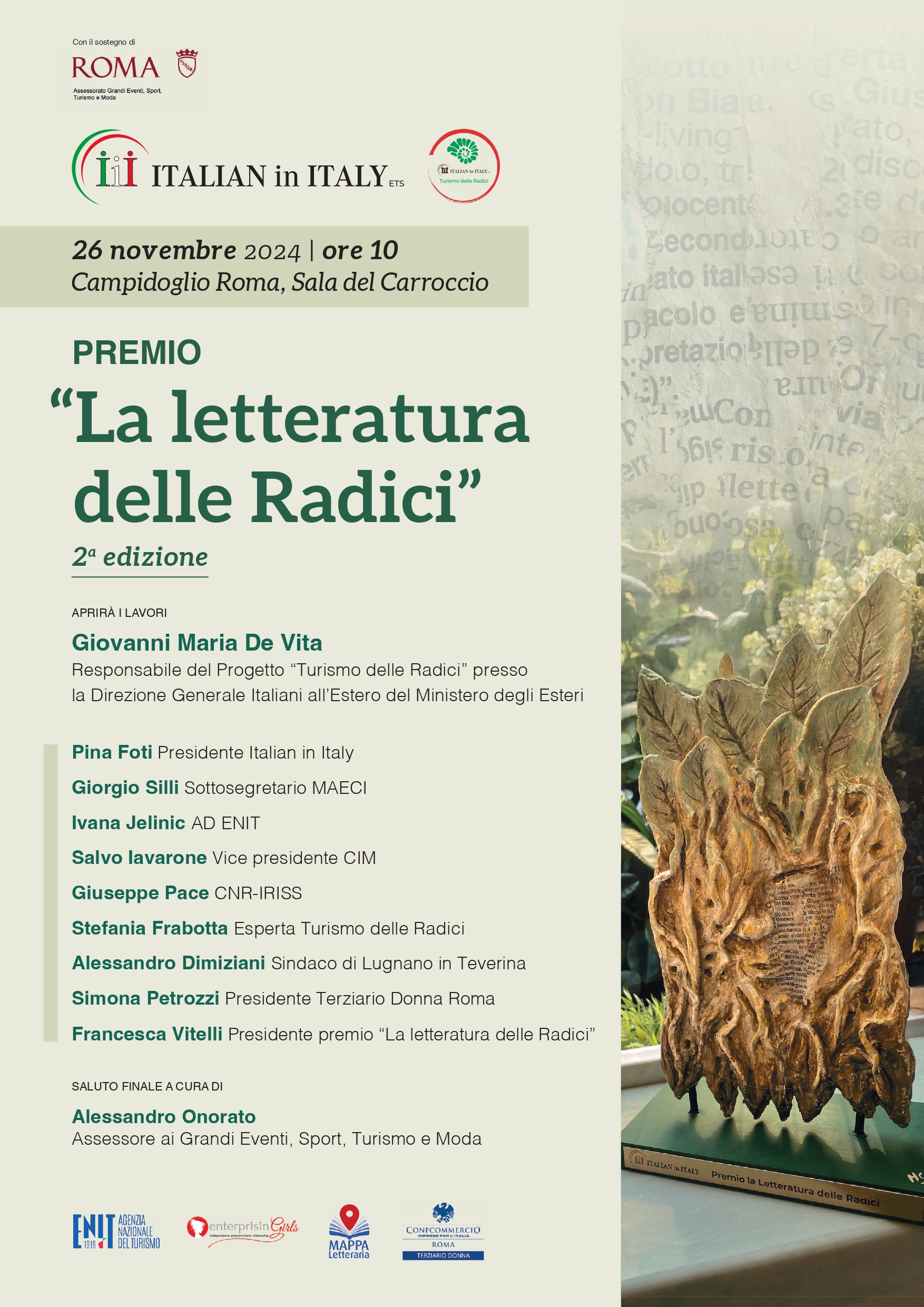 "La letteratura delle Radici": 2a edizione del Premio "Italian in Italy"